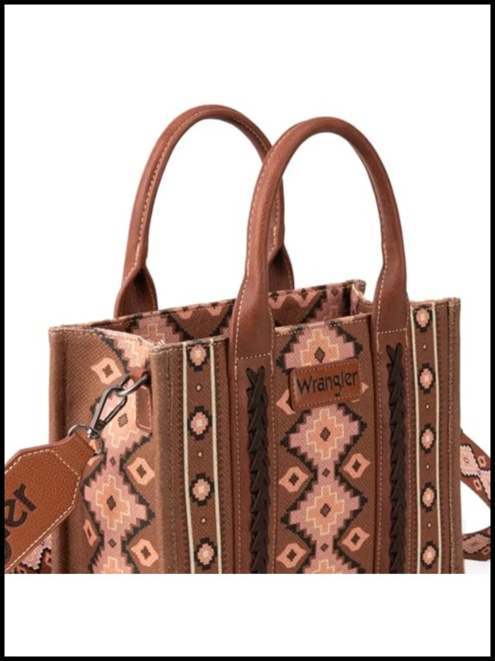 Boho Aztec Print Tote Bag with Guitar Strap